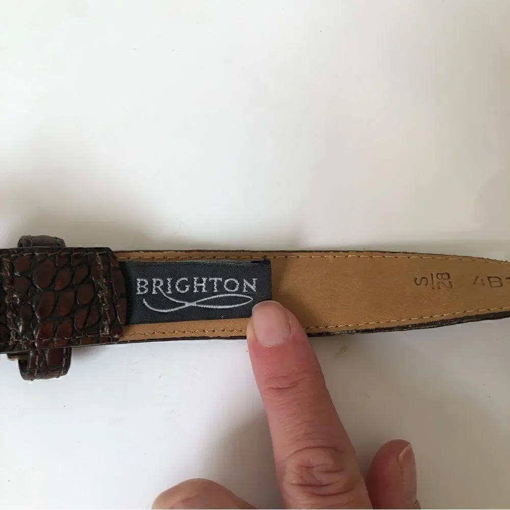 Brighton reptile print leather belt with silver finished buckle